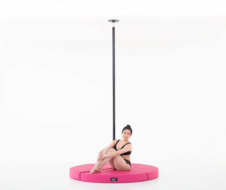 Lupit crash mat round standard, black | pink d-150cm, t-12cm